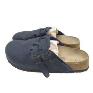 Birkenstock Boston Womens 37 US 6 Clog Mule Blue Leather Slip On Shoes Narrow